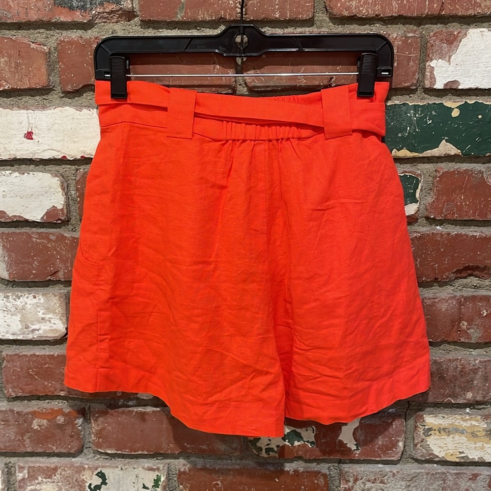 Show Me Your MuMu Percy Linen Shorts Tangerine New - Picture 3 of 3